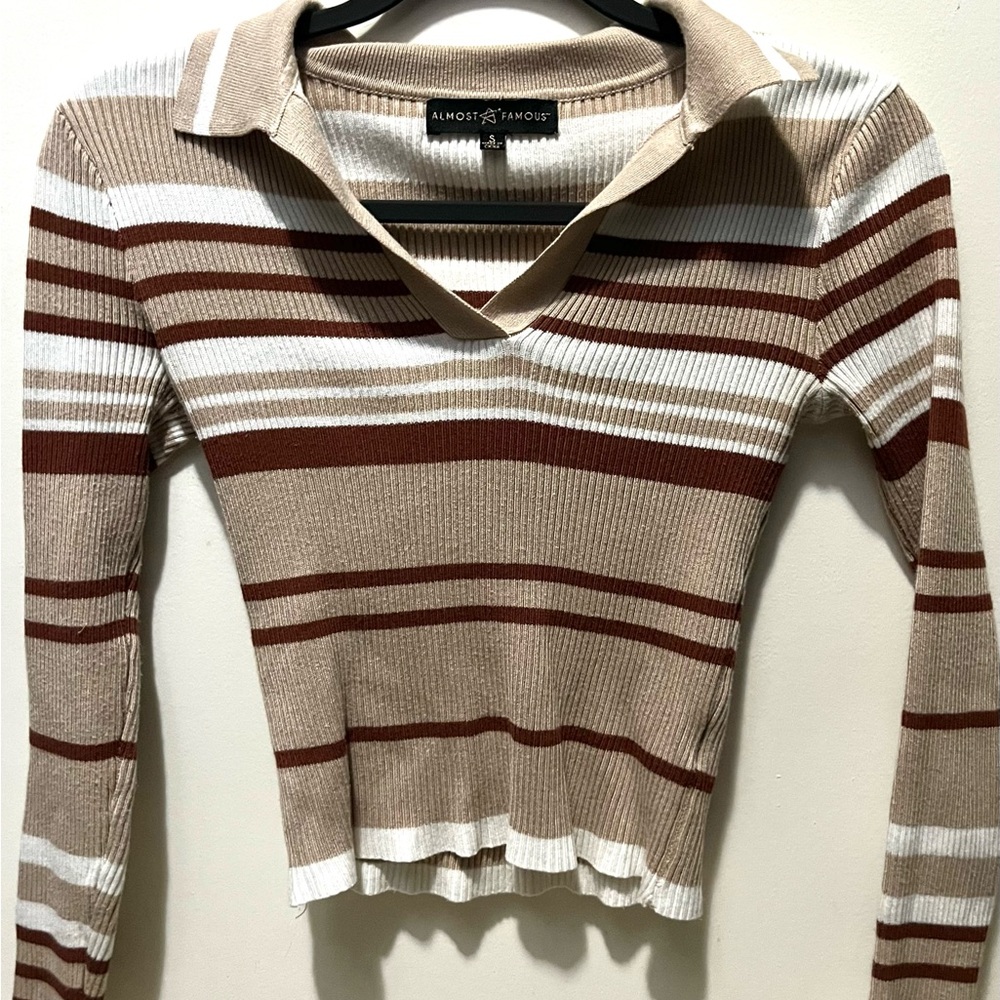Almost Famous- Striped Ribbed Knit Sweater